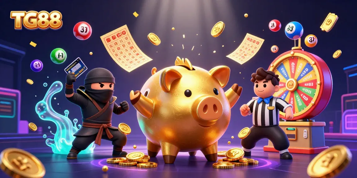 Experience thrilling moments with TG88 as a golden piggy bank and friends take the stage in gambling action.