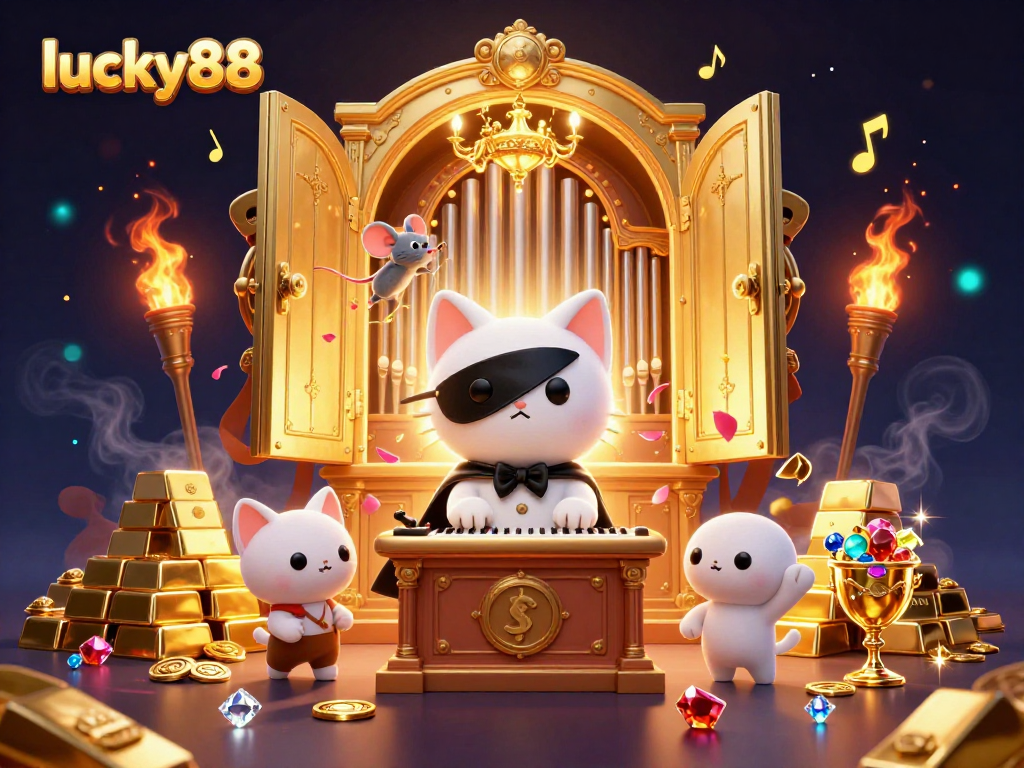 Experience the excitement of lucky88 with a dynamic casino scene featuring treasure and a mouse acrobat.