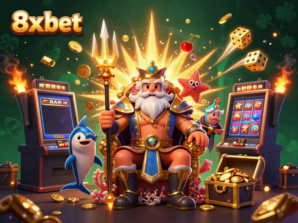 Experience thrilling 8x bet gaming action with vibrant characters and dynamic casino elements in this stunning digital illustration.