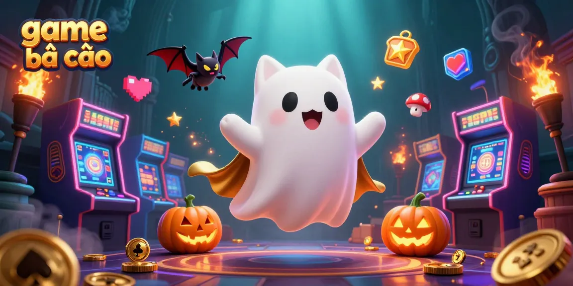 Engage in game bài cào as a friendly ghost cat and bat navigate the haunted casino environment.