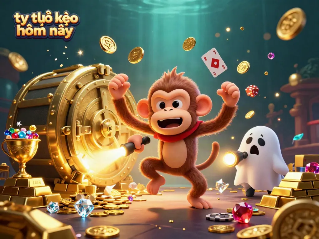 Engage with tỷ lệ kèo nhà cái hôm nay through thrilling cartoon characters in a haunted casino scene.
