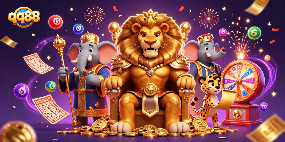 Experience the thrilling life at qq88 with a vibrant 3D casino scene filled with dynamic elements.