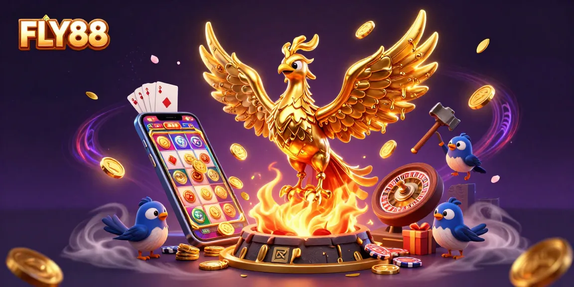 Spin winning slots and experience the vibrant world of FLY88 in this magical casino scene.