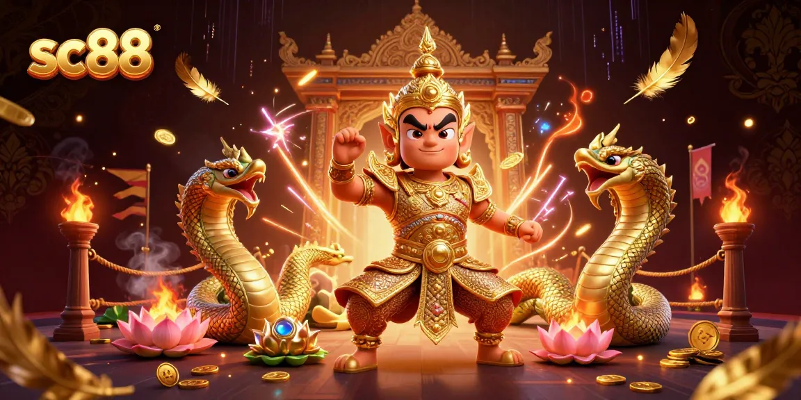 Engage in thrilling moments at sc88, where a magical Thai guardian oversees vibrant gambling festivities.