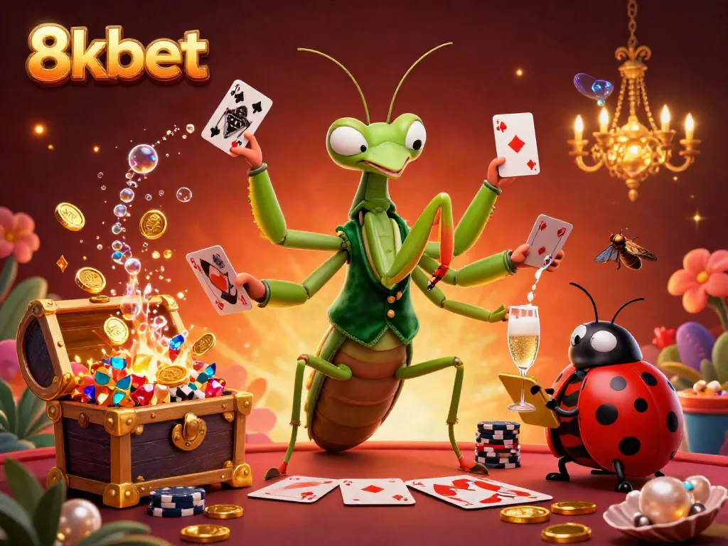 Experience the excitement of 8xbet with a dynamic casino scene full of vibrant characters and casino elements.