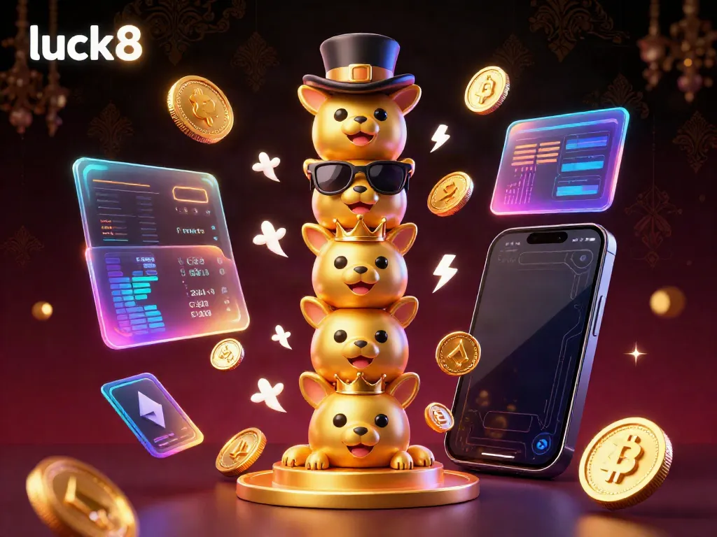 Spin jackpots and win with luck8 at this vibrant casino-themed digital illustration.