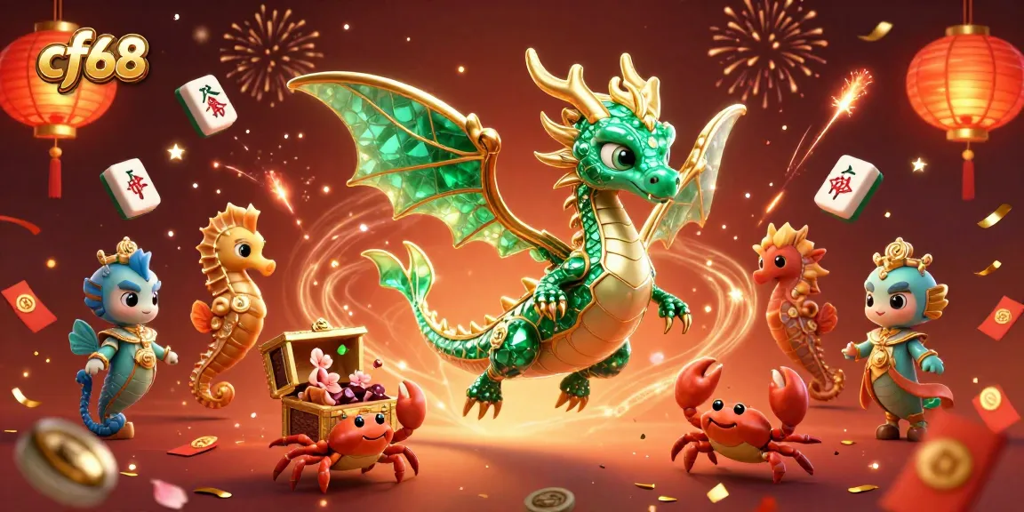 Engage with thrilling games at cf68 featuring a magical scene with a sea dragon and vibrant celebration elements.