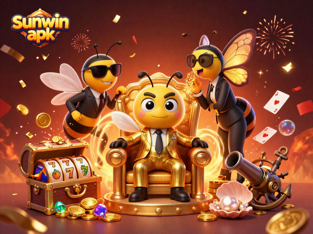 Experience the thrill of sunwin apk with a buzzing casino scene showcasing vibrant characters and game elements.