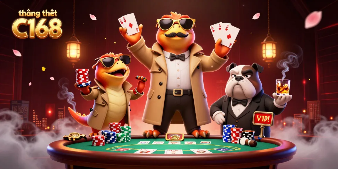Experience the excitement of thương hiệu C168 with three raptors in disguise at a lively casino.