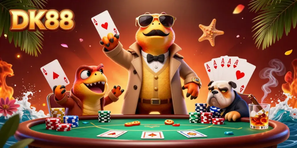 Experience thrilling gameplay at DK88 with charismatic characters seeking casino entry, showcasing vibrant elements and action.