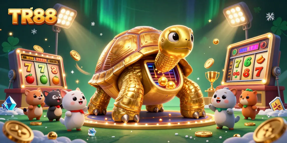 Win big at TR88 with vibrant 3D casino illustration showcasing games and thrill.