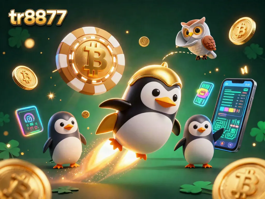 Experience thrilling gameplay with tr8877 as a golden penguin journeys through a cosmic casino!