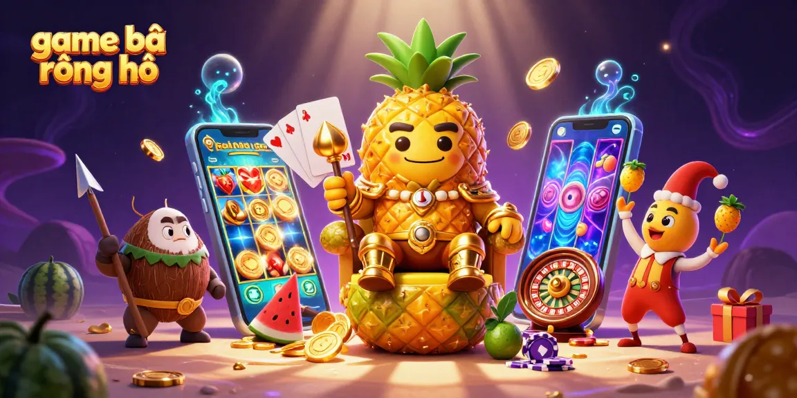 Engage in game bài rồng hổ with vibrant 3D casino characters and slot elements.