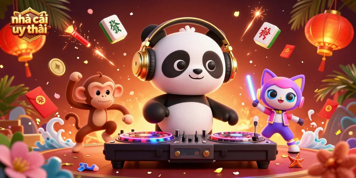 Experience dynamic fun with nhà cái uy tín elements featuring a DJ panda, dancing monkey, and rave kitten!