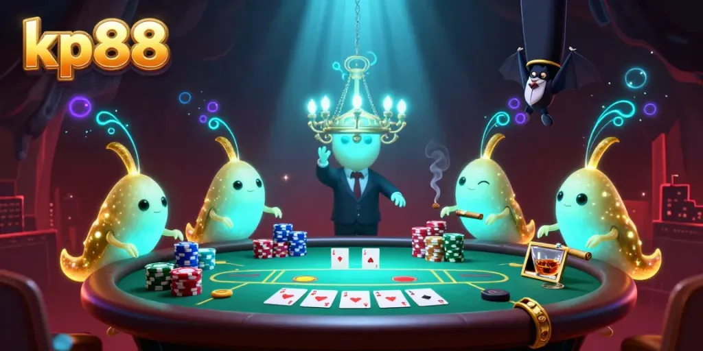 Experience the dazzling kp88 cave casino illuminated by bioluminescent glowworms and a bat dealer.