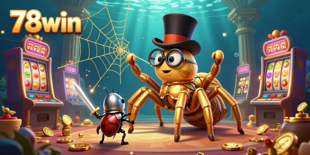 Experience thrilling gameplay with 78win's live casino featuring vibrant slot machines and dynamic characters.