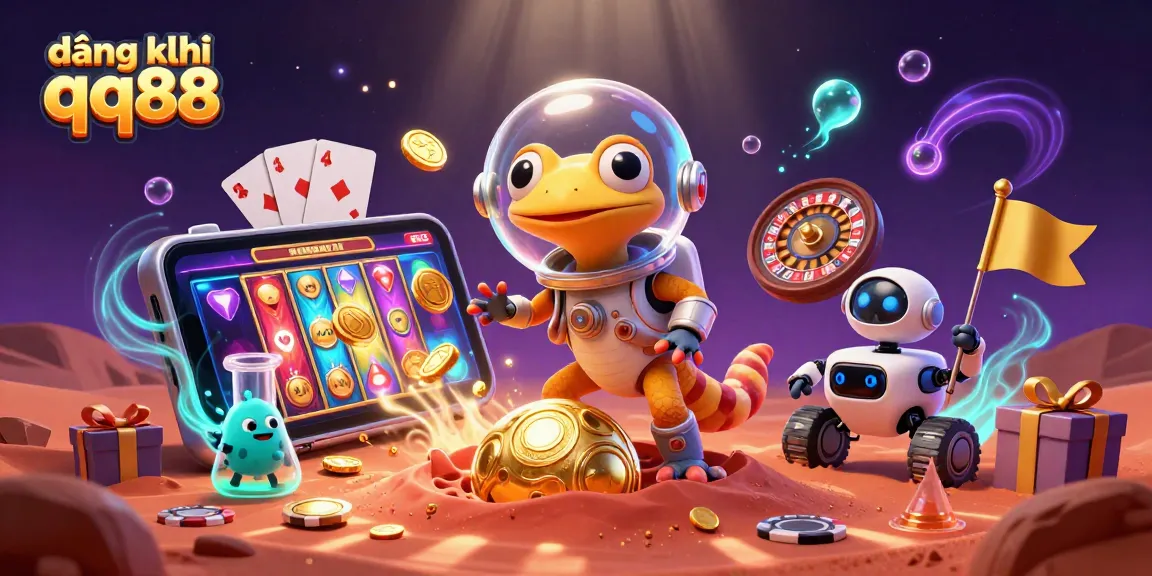 Engage with đăng ký qq88 in a vibrant 3D casino scene showcasing unique Martian characters amidst rich gambling elements.