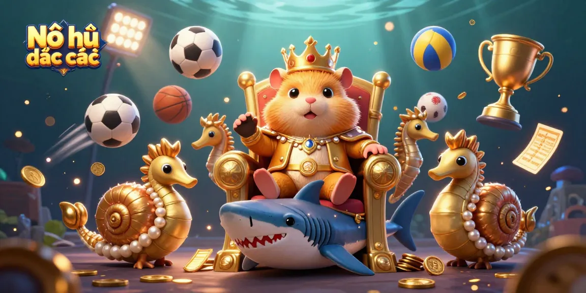 Nổ hũ đại dịch xác sống jackpot scene with a golden hamster king amidst vibrant casino elements.