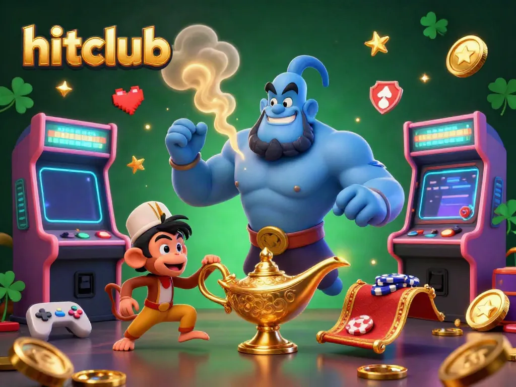 Experience the thrill of hitclub with vibrant characters and gaming elements in a dynamic 3D illustration.