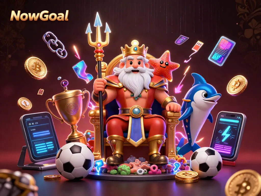NowGoal brings immersive sports betting experiences with a vibrant scene depicting Neptune and dynamic gameplay elements.