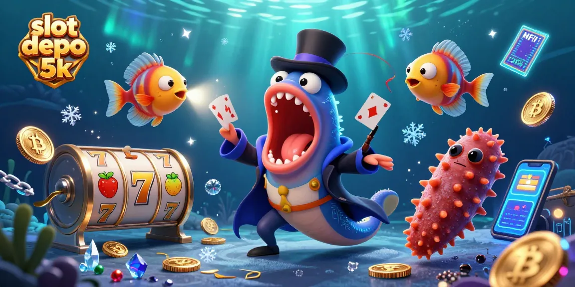 Experience the excitement of slot depo 5k where bioluminescent creatures perform magical tricks amidst vibrant casino elements.