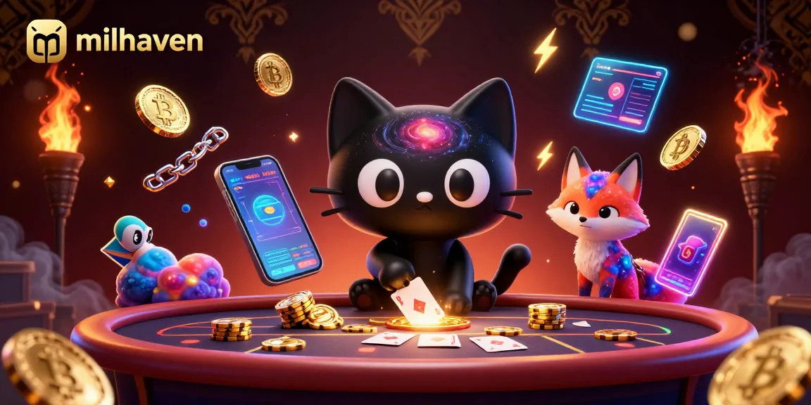 Join the adventure at milhaven with a cosmic casino illustrated in vibrant gaming detail.