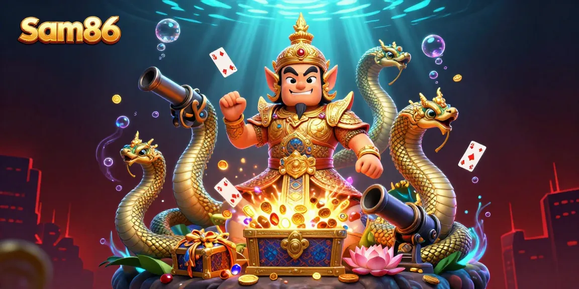 Experience the excitement of sam86 with cartoon guardians, gems, and casino elements in a vibrant underwater scene.