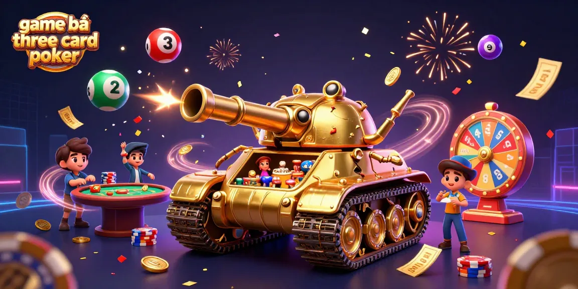 Experience the thrilling game bài three card poker with a dynamic casino setup and vibrant elements.