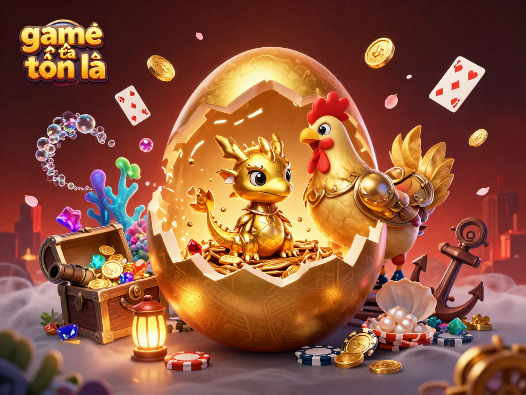 Engage in the thrilling game bài tiến lên with a golden baby dragon and poker chips in a fantasy setting.