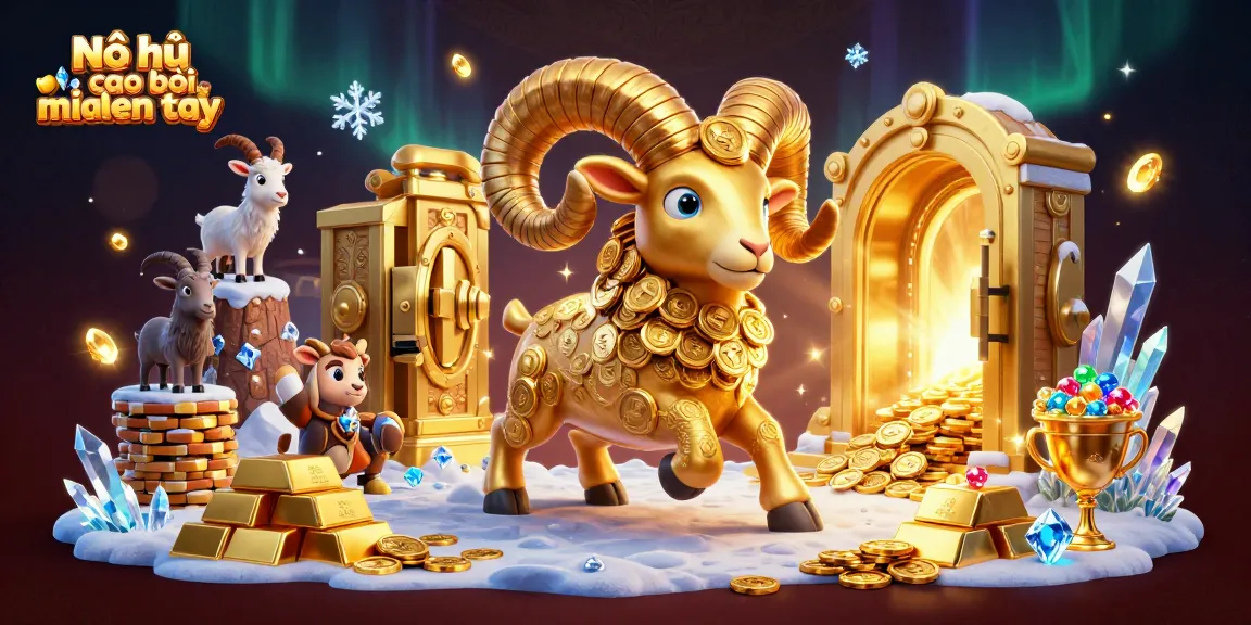 Experience the thrill of Nổ hũ cao bồi miền tây with stunning treasure-filled 3D illustration.