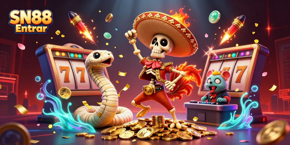 Experience SN88 Entrar with exciting jackpots and vibrant casino elements in an engaging digital illustration.
