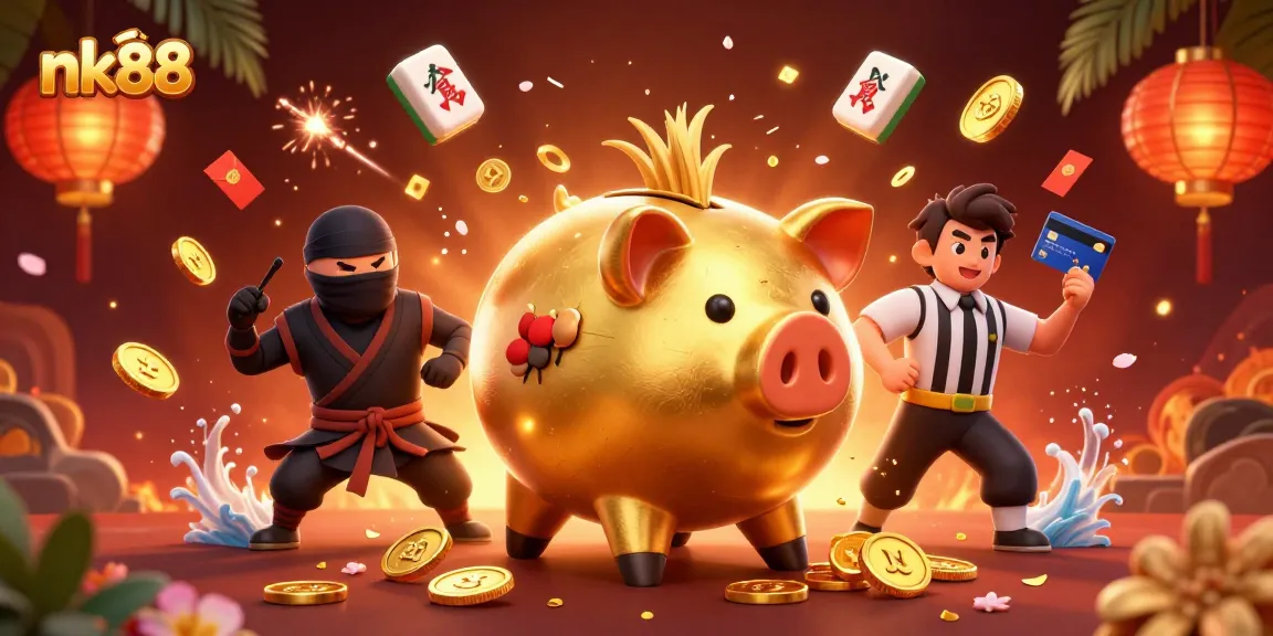 nk88 showcases thrilling casino action with vibrant characters and festive elements