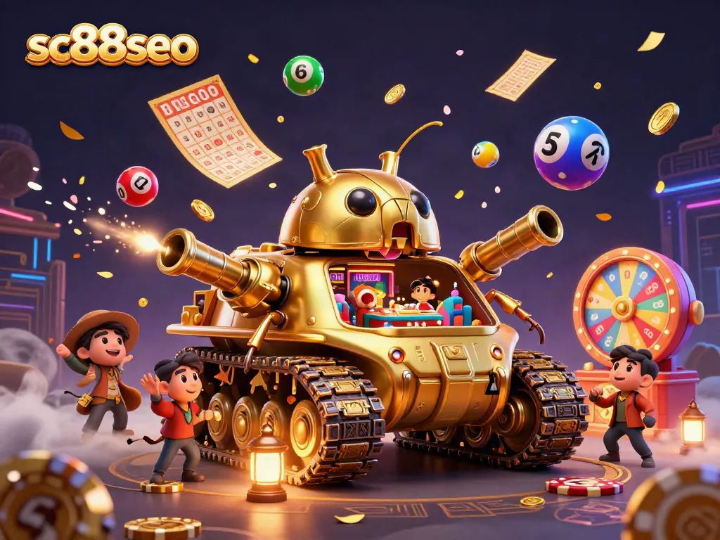 Engage with sc88seo and experience excitement with a golden beetle tank casino scene filled with lottery elements.