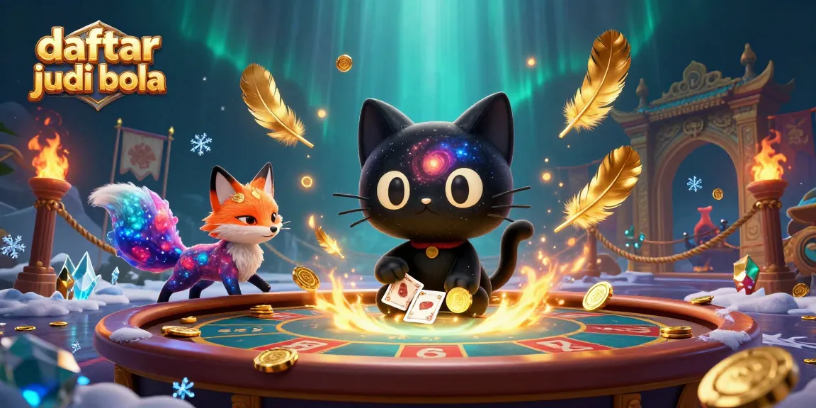 Experience daftar judi bola with a cosmic twist, where a black hole cat and a nebula fox create a captivating casino scene.