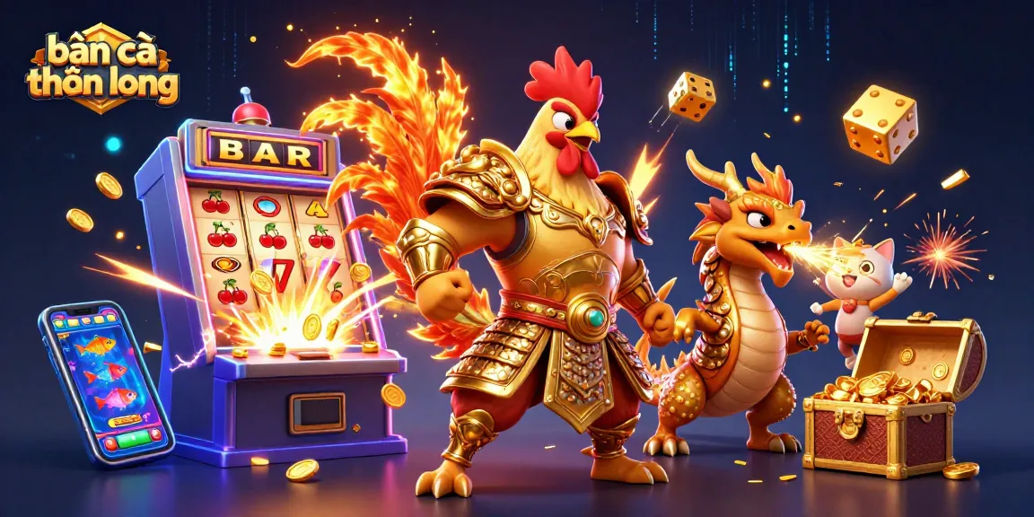 Bắn cá thần long game showcases vibrant characters amidst a thrilling jackpot explosion.