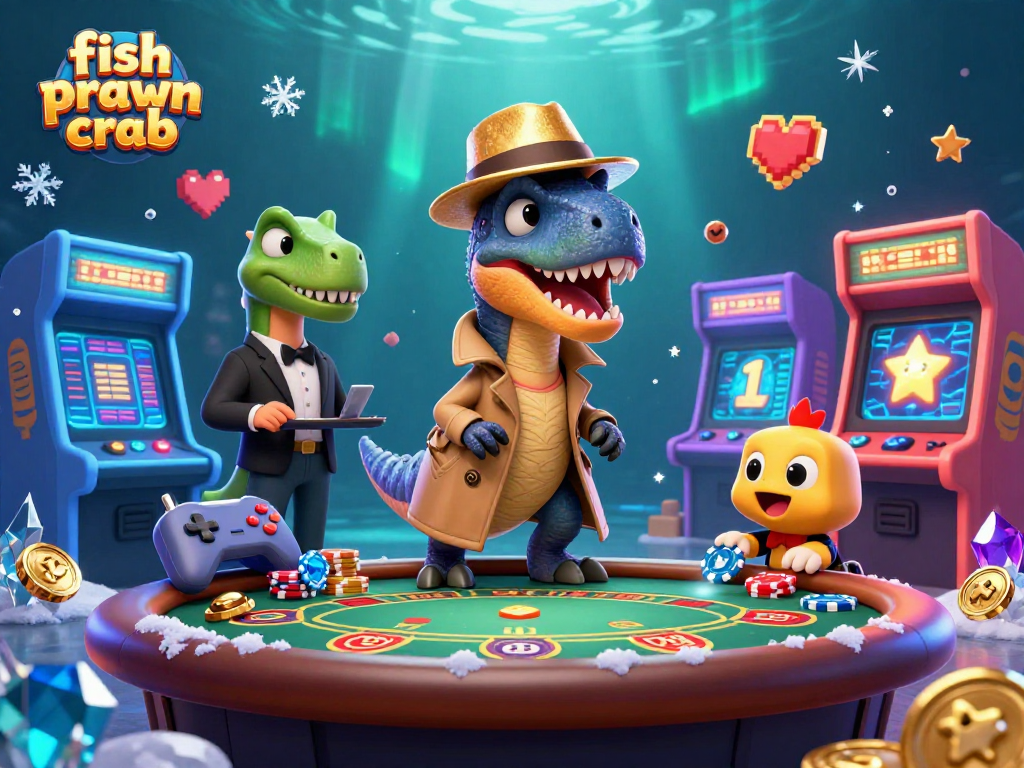 Engage with the vibrant ‘fish prawn crab’ gaming scene at a blackjack table featuring dynamic characters.