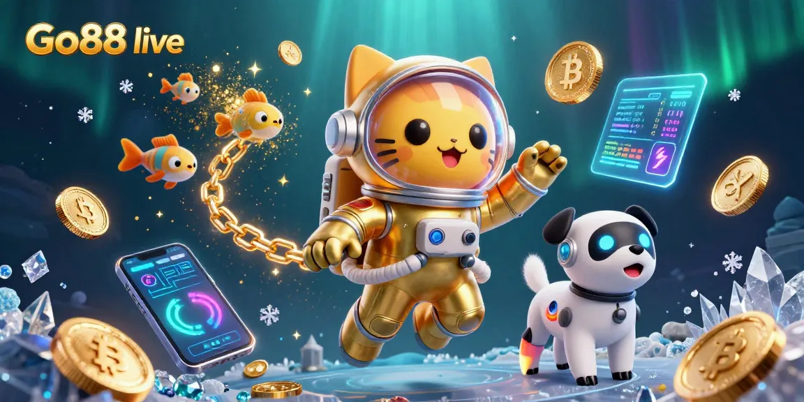 Experience the excitement of Go88 live with this dynamic, colorful 3D casino illustration.