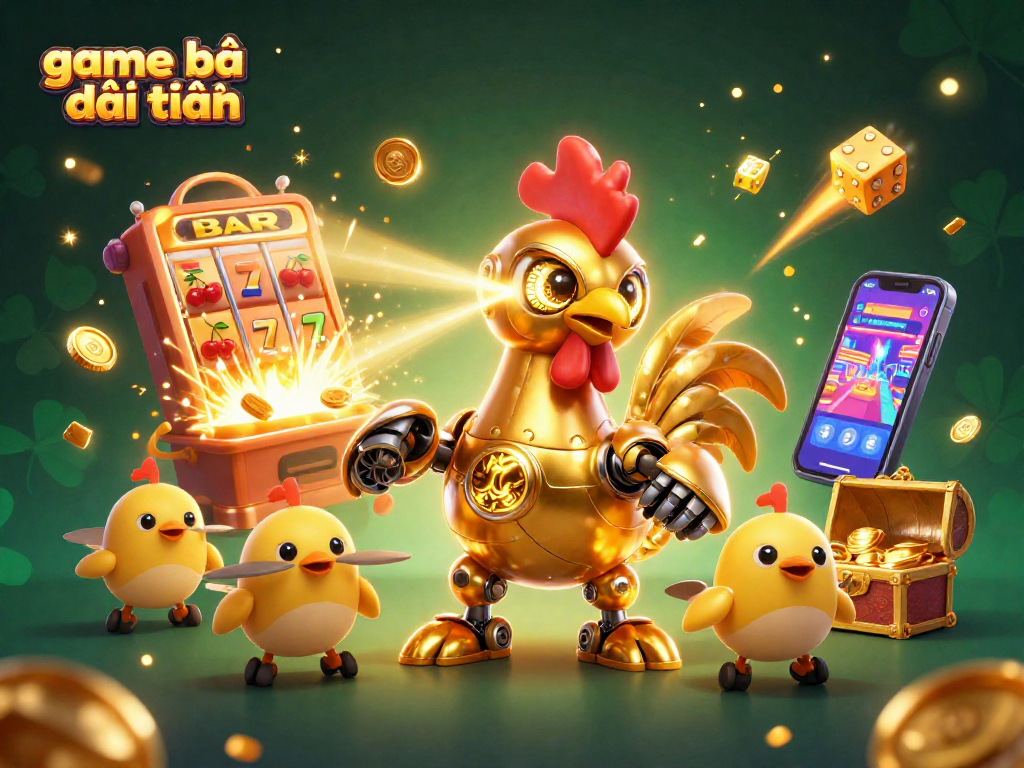 Experience thrilling game bài đổi thưởng with this vibrant 3D casino illustration featuring dynamic characters and game elements.