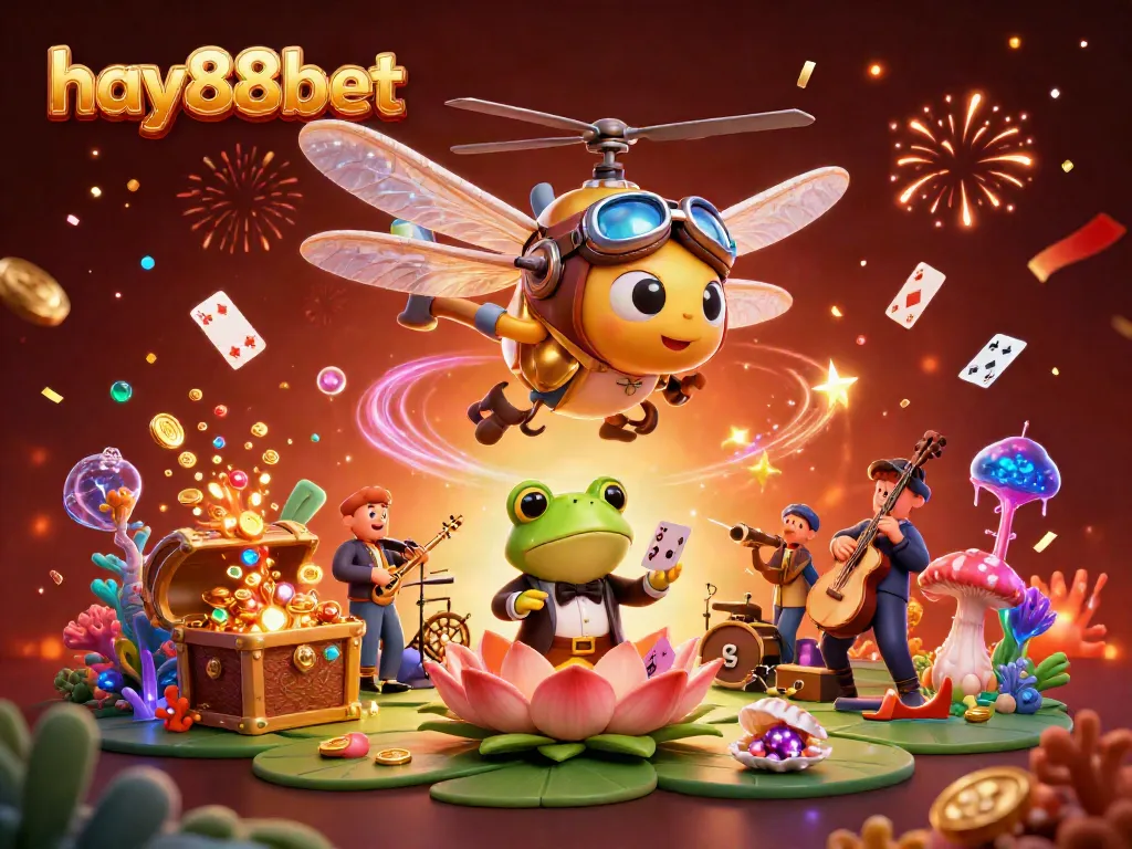 Experience the excitement of hay88bet with vibrant characters and casino elements in an engaging 3D scene.