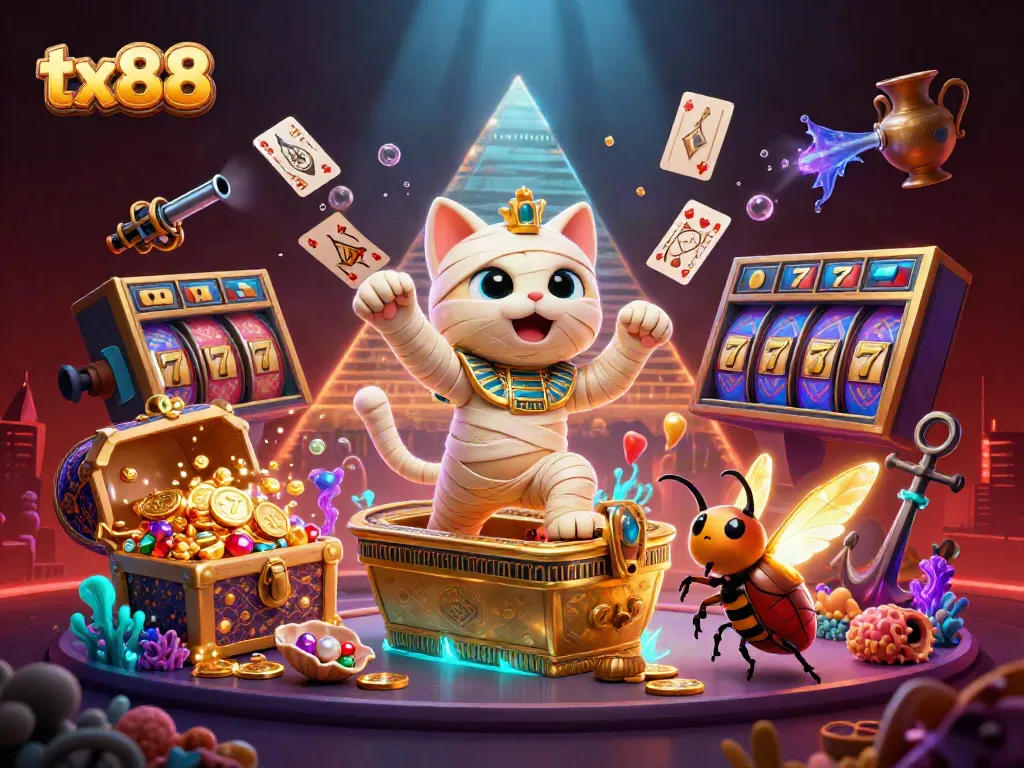 Experience thrilling wins with tx88 in this vibrant, action-packed casino scene featuring rich elements.
