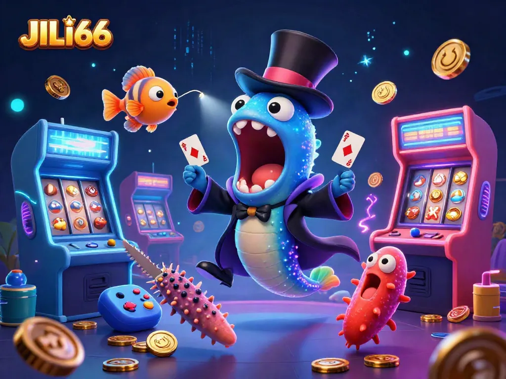 Experience magical gameplay with JILI66 through dynamic 3D illustrations showcasing vibrant characters and casino elements.