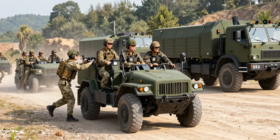 88M Motor Transport Operators engaged in military vehicle training exercises outdoors, showcasing teamwork and tactical skills.