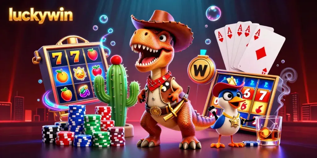 Engage with thrilling slots and jackpots at luckywin in an energetic casino scene.
