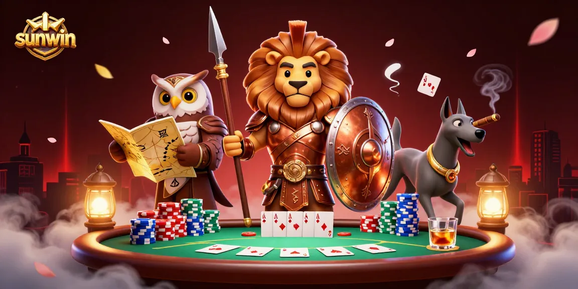 Experience the thrill of sunwin with an exciting 3D casino scene showcasing poker action and strategic gameplay.