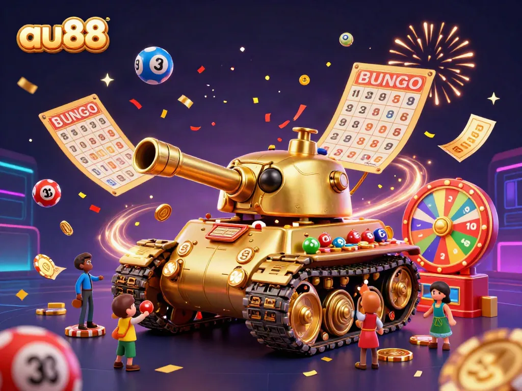 Experience the thrilling energy of au88 in this vibrant casino scene filled with confetti and lottery excitement.