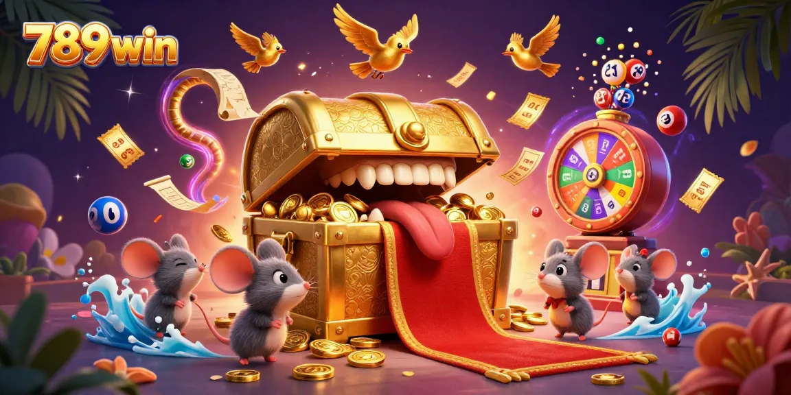 Experience 789win's thrilling jackpot allure with colorful lottery elements and animated characters in a vibrant casino scene.