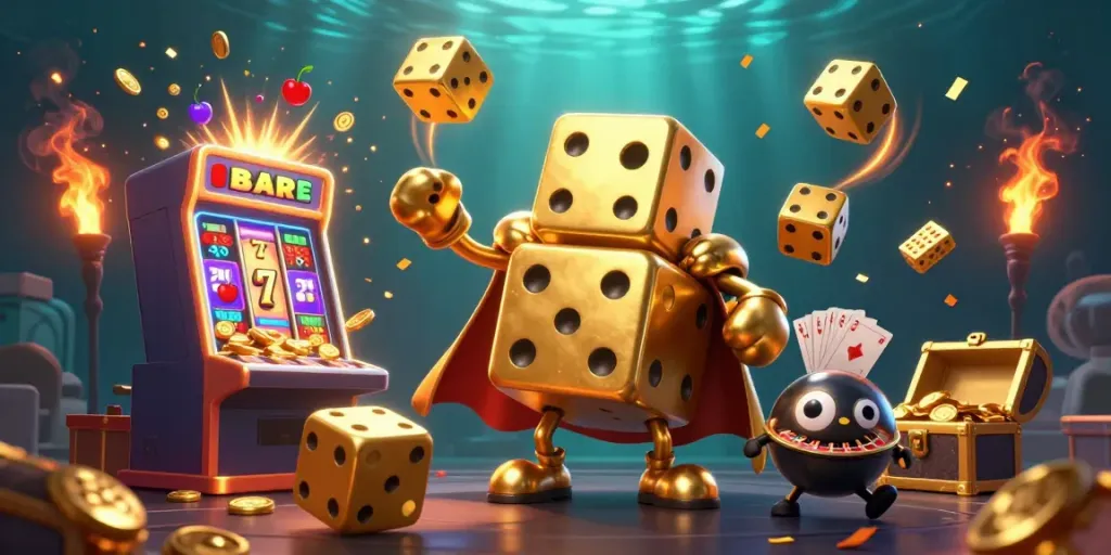 Engage in the excitement of Trang Chủ luck8 with vibrant casino-themed 3D art showcasing dynamic characters and elements.
