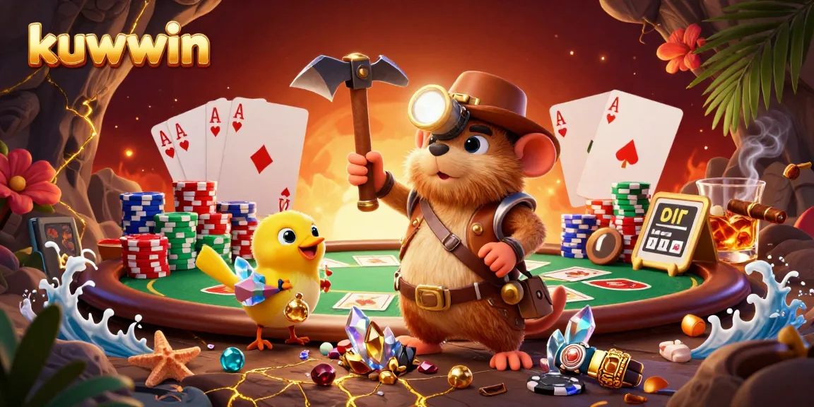 Experience thrilling poker action at kuwwin with treasure hunter characters and dynamic gaming elements.