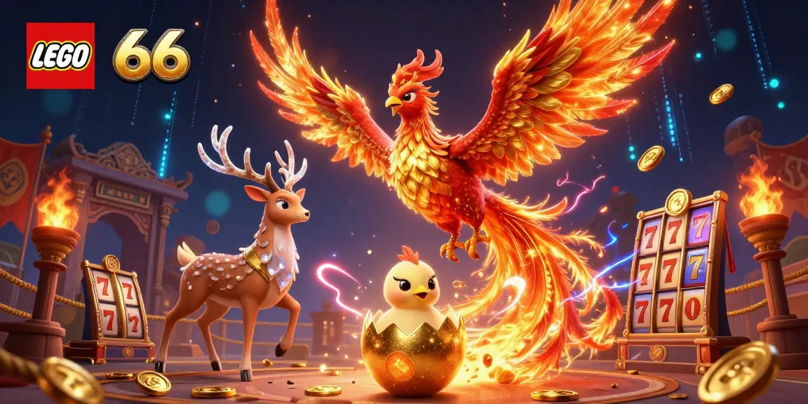 Lego66 showcases thrilling slot gameplay with dynamic phoenix characters and vibrant casino elements.