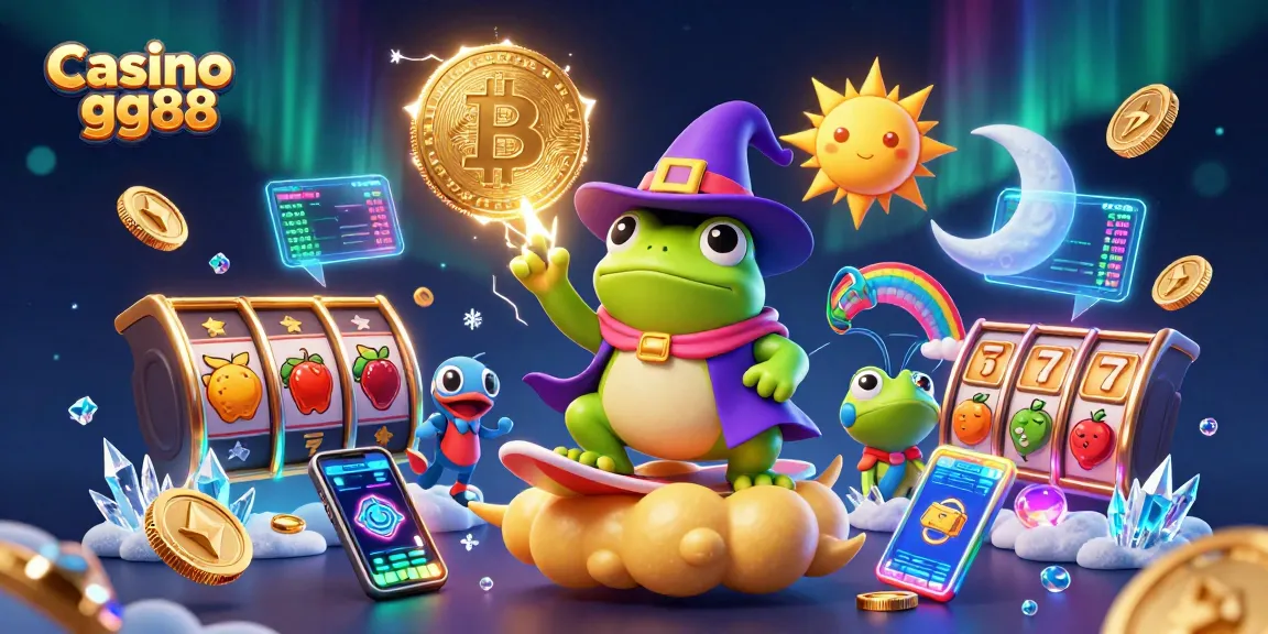 Experience thrilling gameplay at Casino gg88 with animated characters and glowing crypto elements.